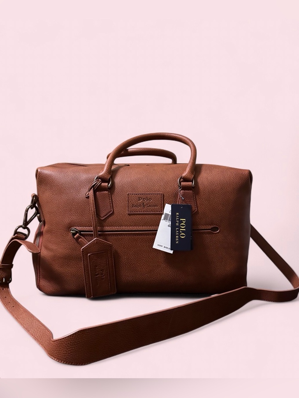 Polo Ralph Lauren Brown Leather Weekender Duffle Bag